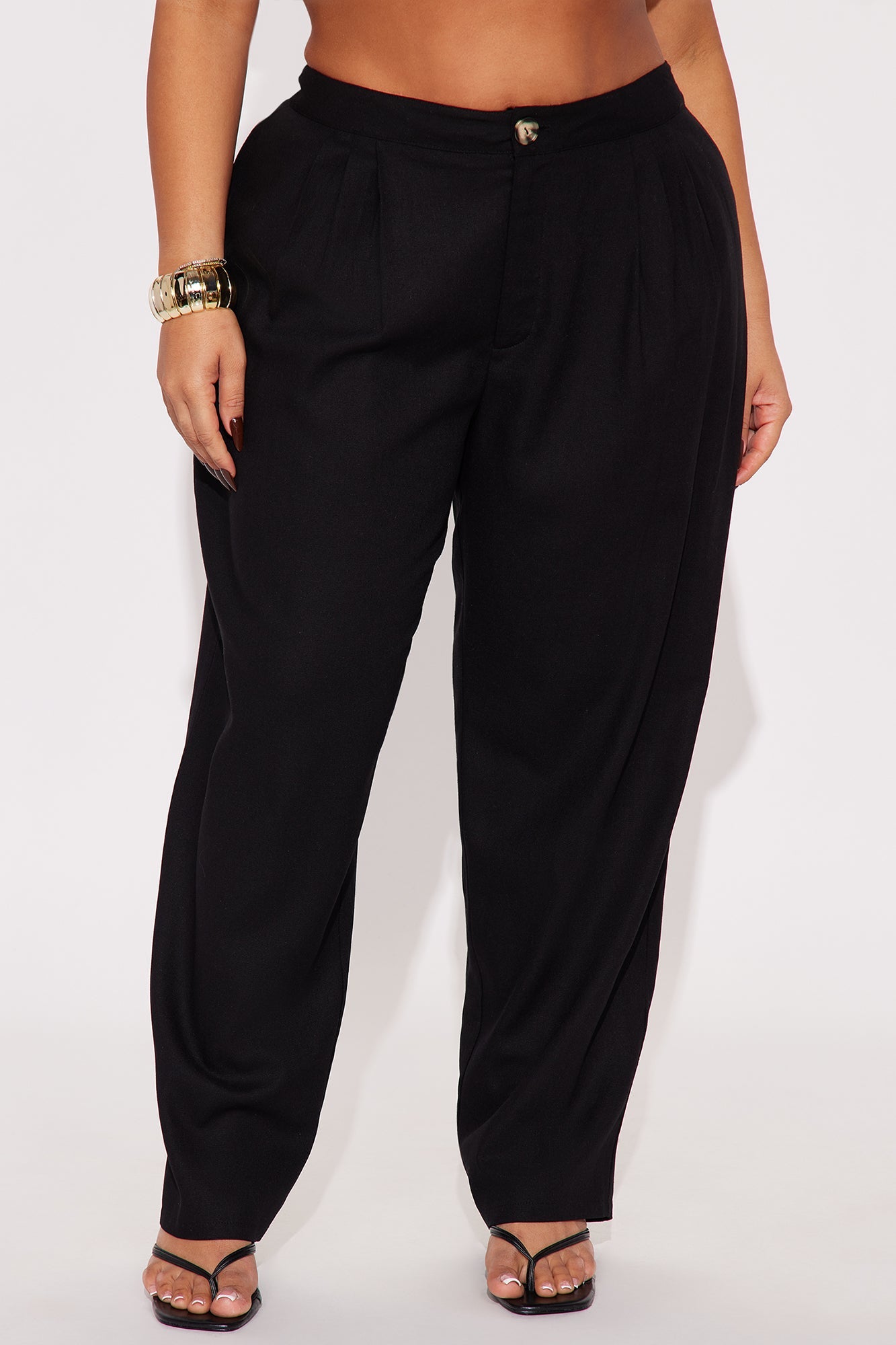 Aliza Wide Leg Linen Trouser - Black