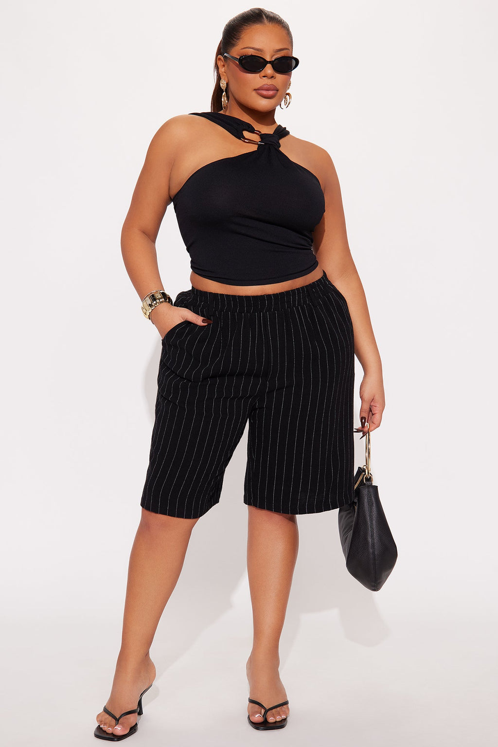 Natasha Linen Bermuda Short - Black