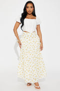 Sara Floral Tiered Maxi Skirt - Ivory
