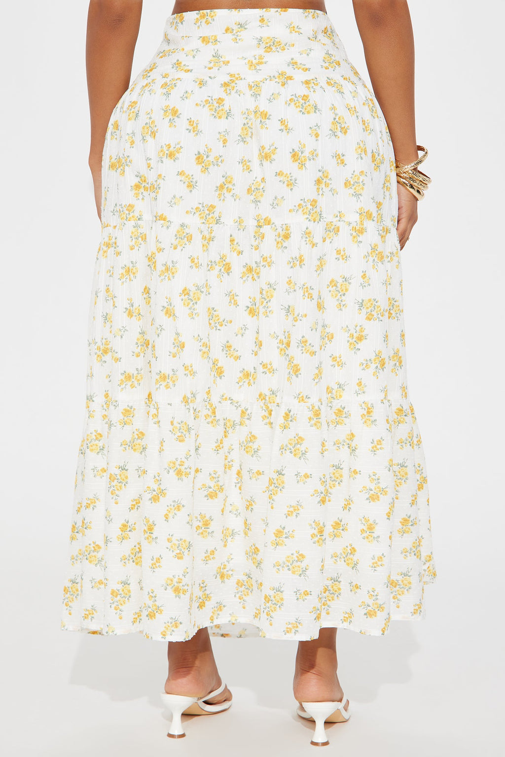 Sara Floral Tiered Maxi Skirt - Ivory