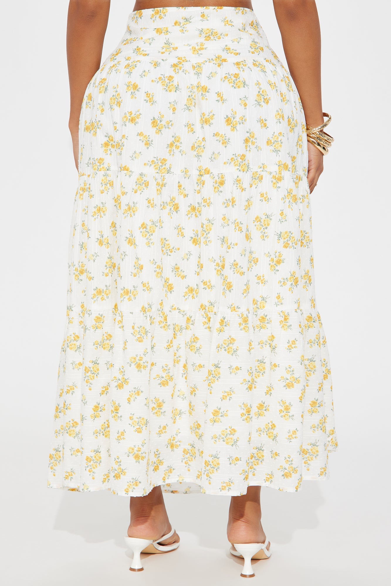 Sara Floral Tiered Maxi Skirt - Ivory