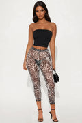 Mila Animal Print Mesh Capri Legging - Black/combo