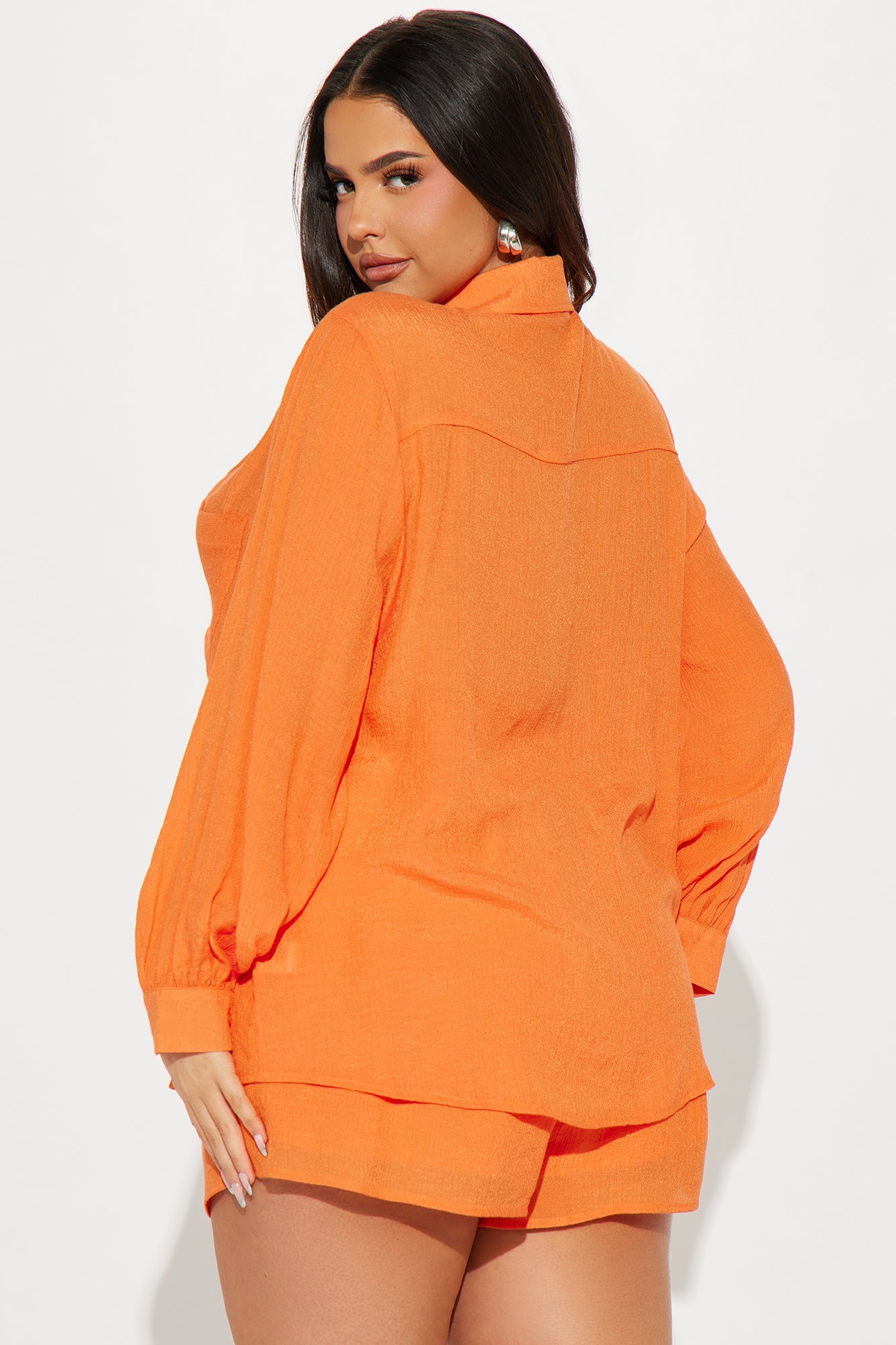 Strolling Through Gauze Short Set - Orange