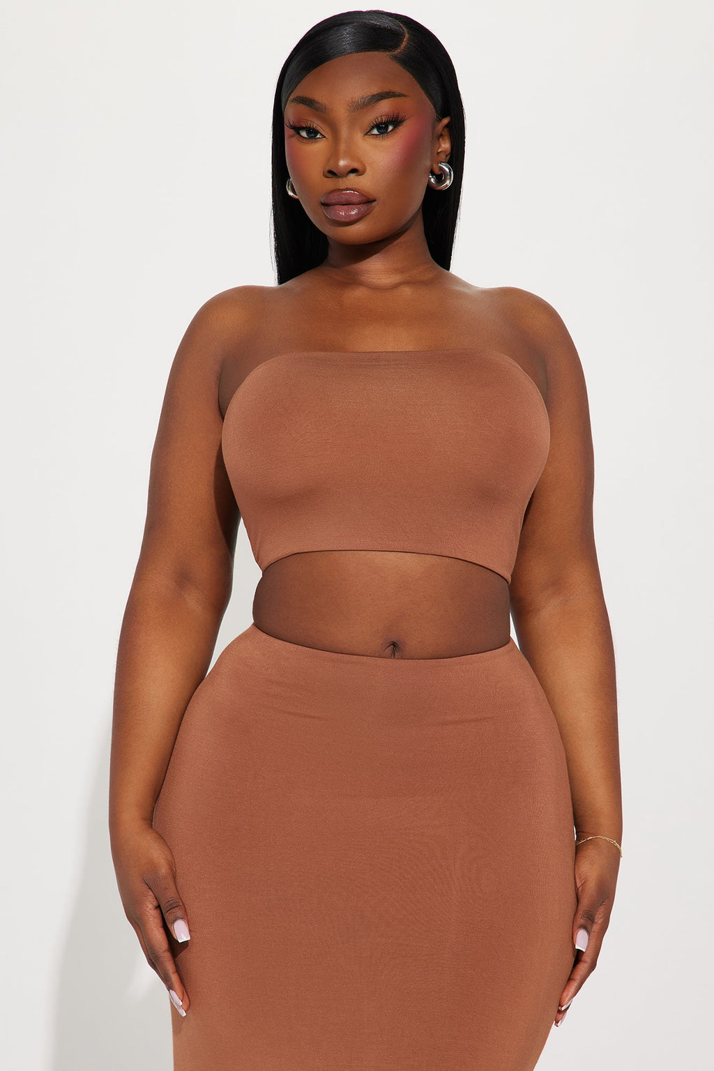 Another Time Double Lined Skirt Set - Mocha