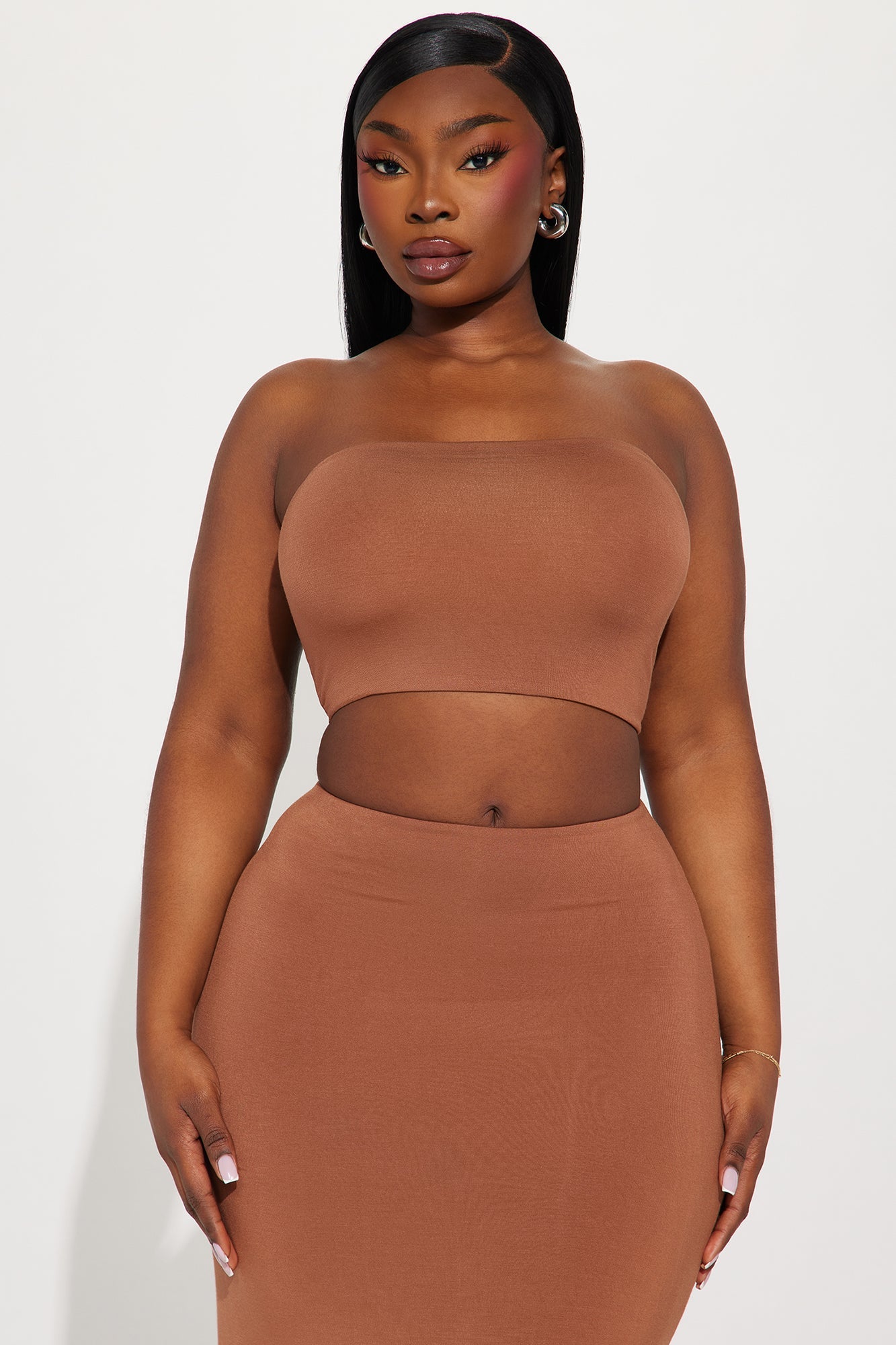 Another Time Double Lined Skirt Set - Mocha