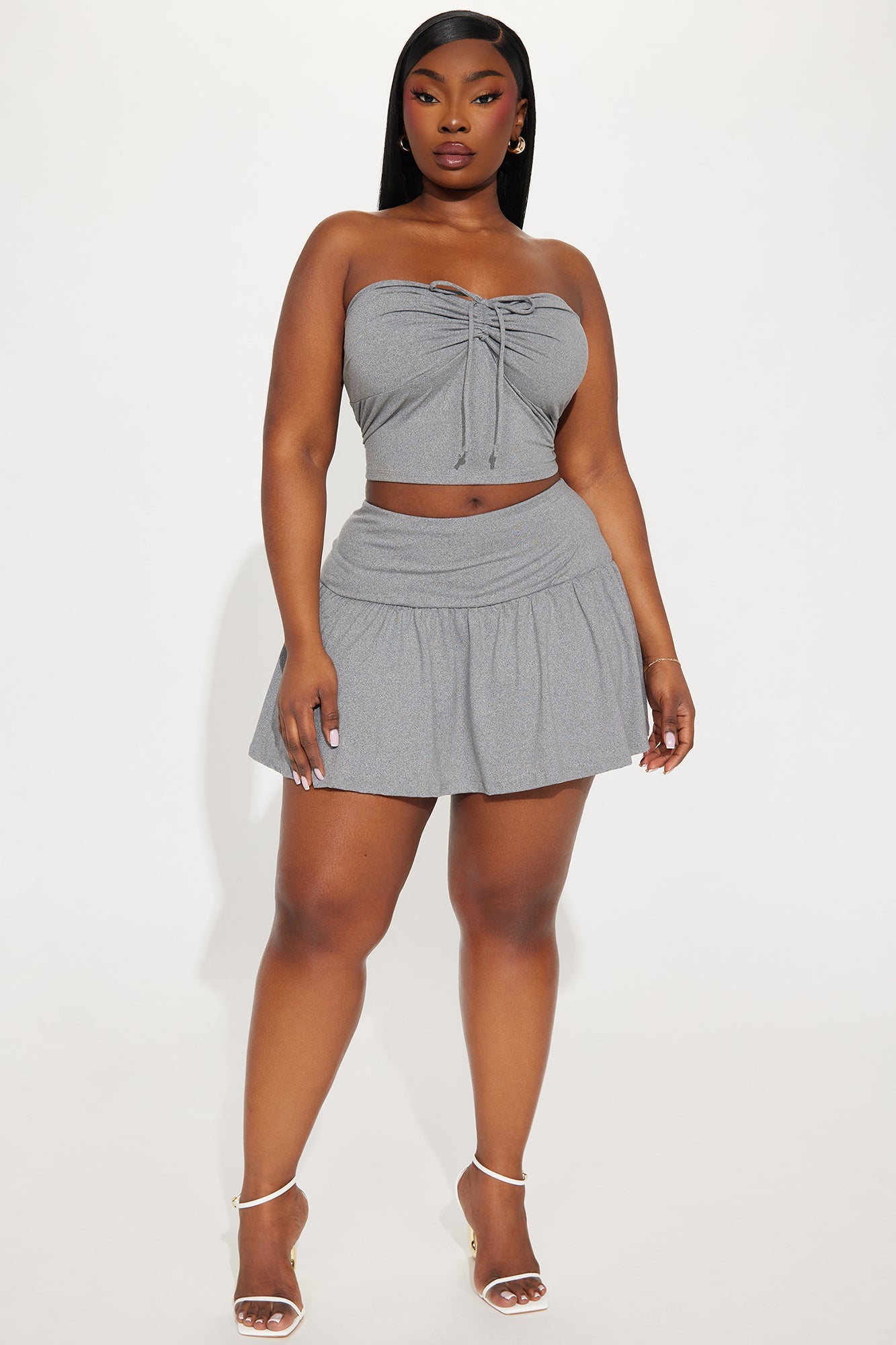 Lily Ruffle Skirt Set - Heather Grey