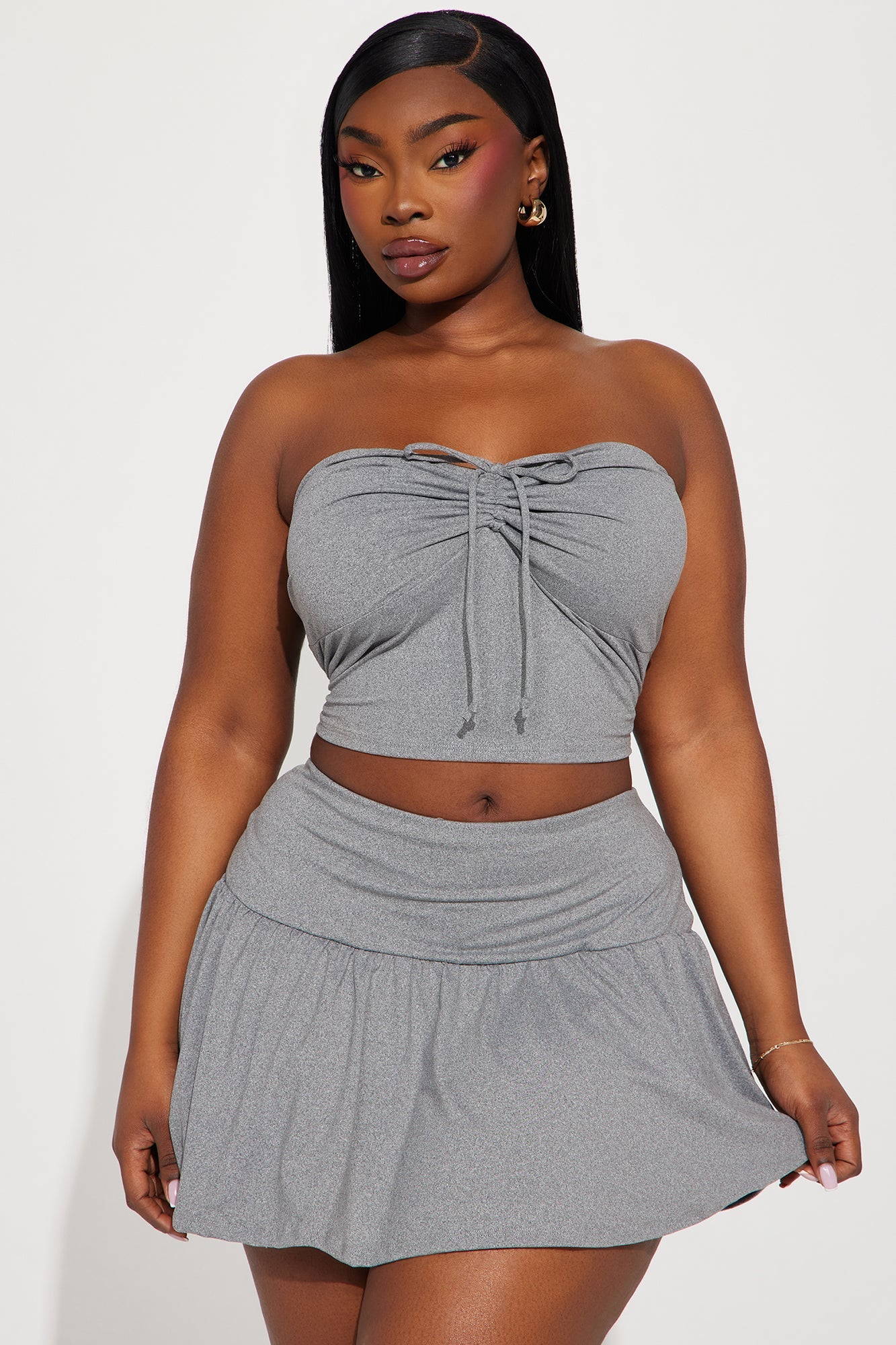 Lily Ruffle Skirt Set - Heather Grey