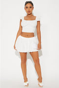 Fatima Eyelet Cropped Top - White
