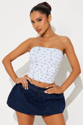 Brielle Reversible Tube Top - Blue/combo