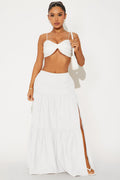 Zoey Poplin Tiered Maxi Skirt - White