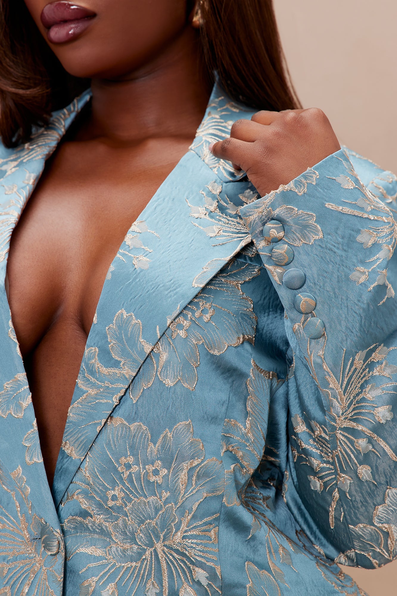 Annika Satin Suit Set - Blue