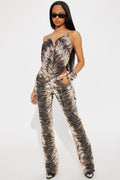 Zoe Zebra Pant Set - Brown/combo