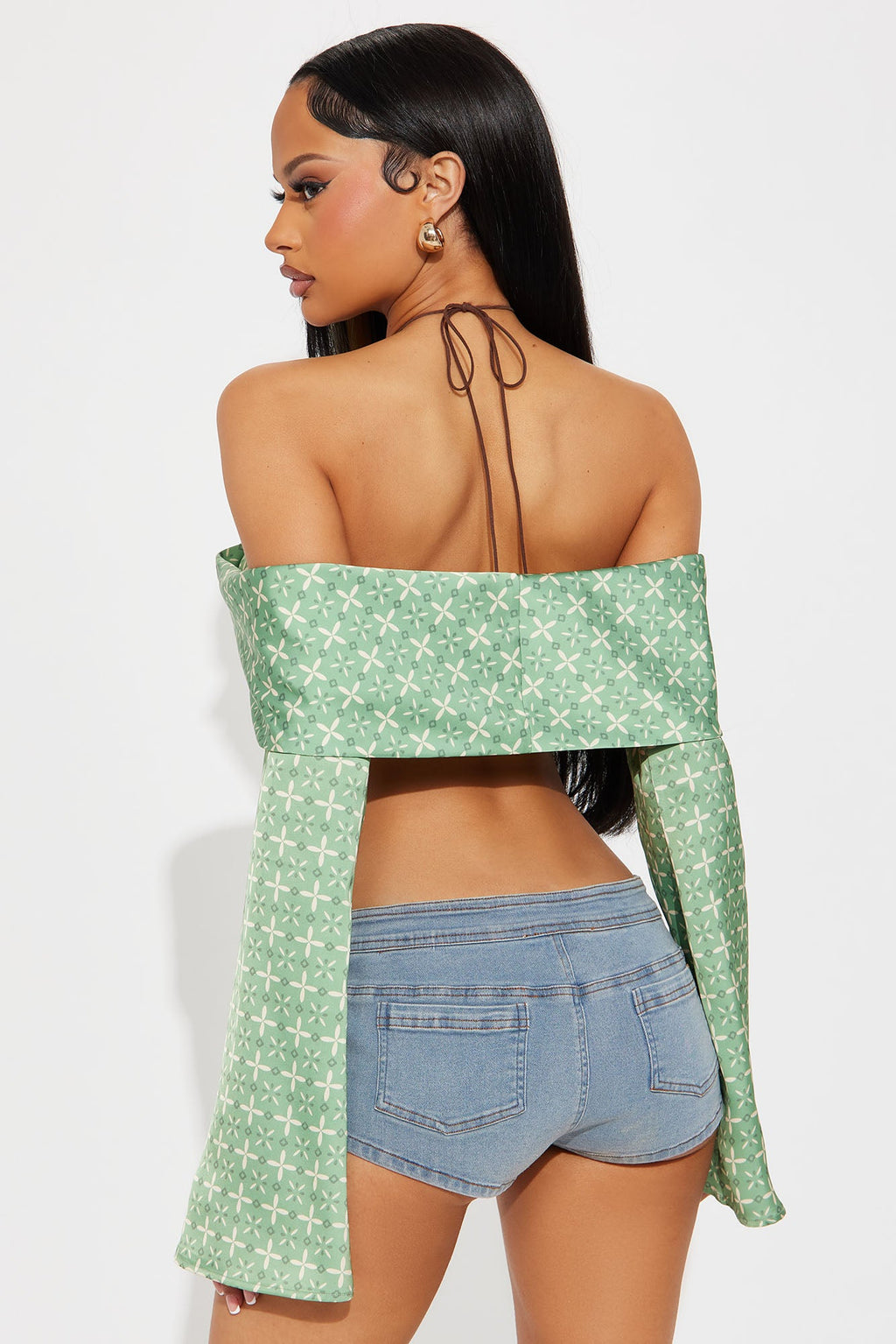 Suns Out Chain Halter Top - Green/combo