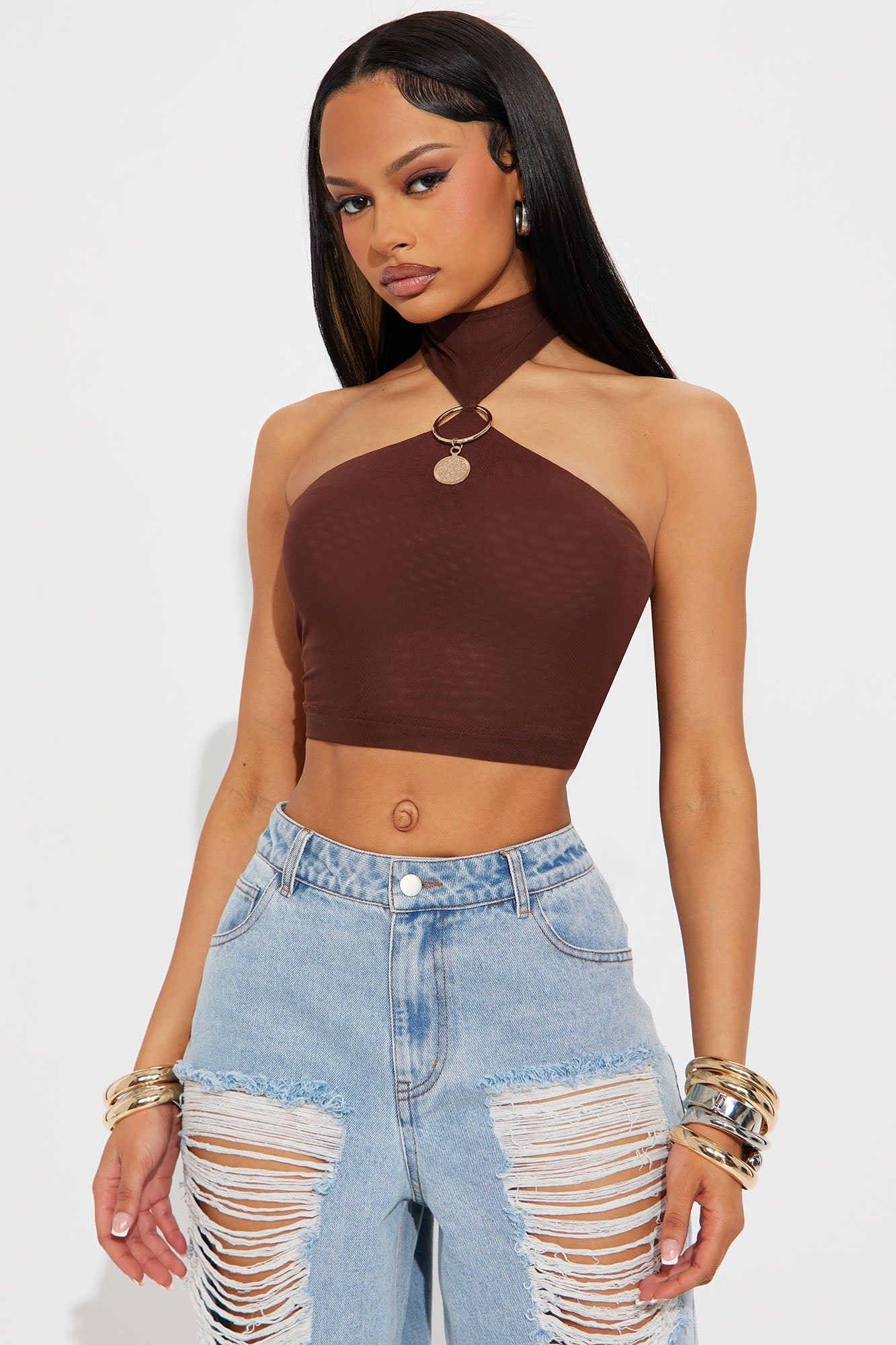 Do Lab Mesh Crop Top - Chocolate