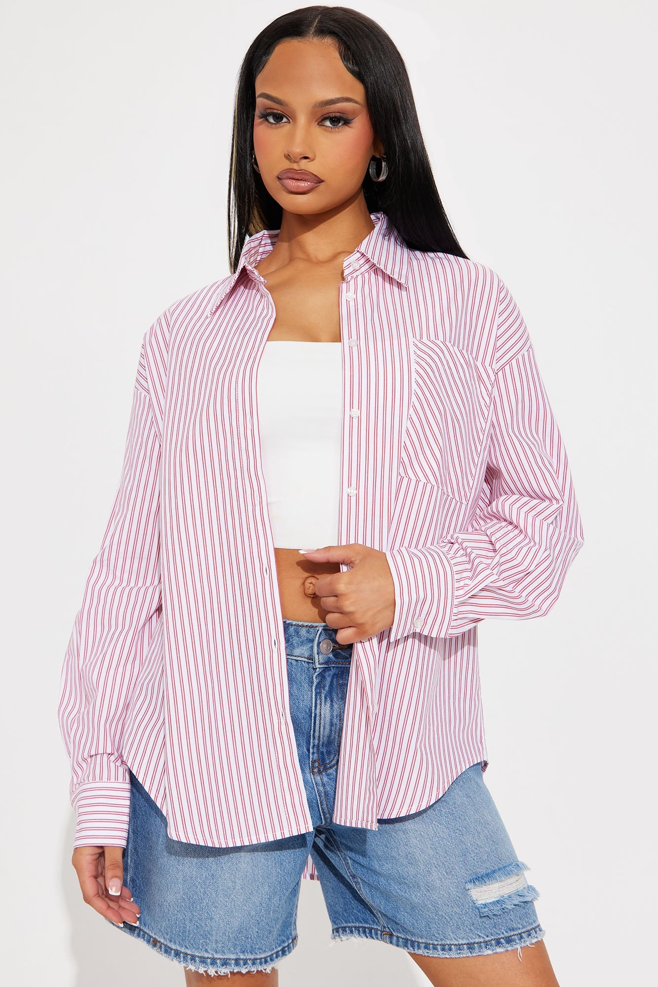 Timeless Stripes Poplin Shirt - Red/White