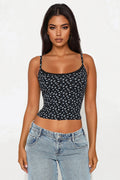 Journee Floral Cami Top - Black/combo