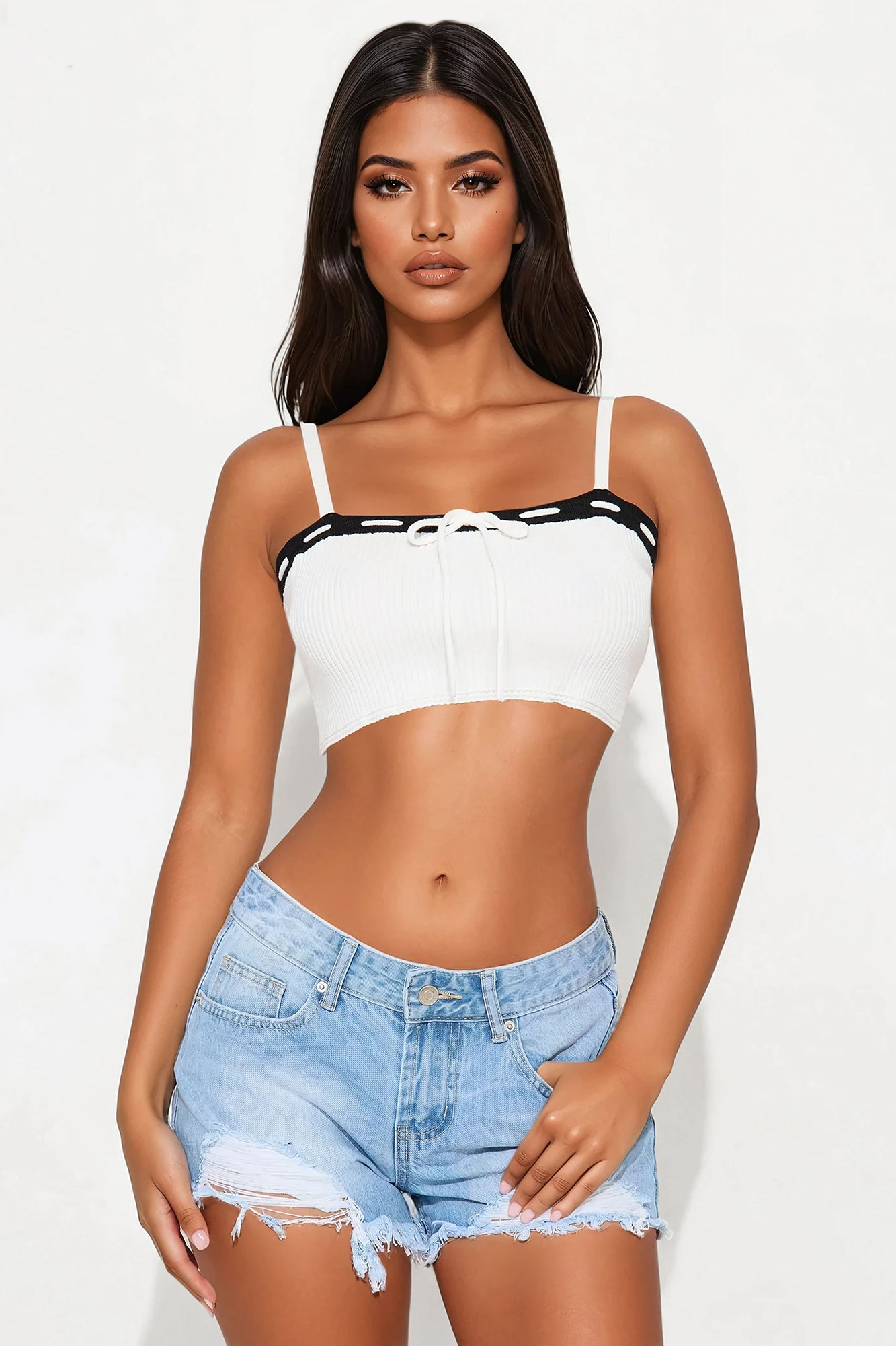 Effortlessly Cute 2 Piece Sweater Top - White/Black