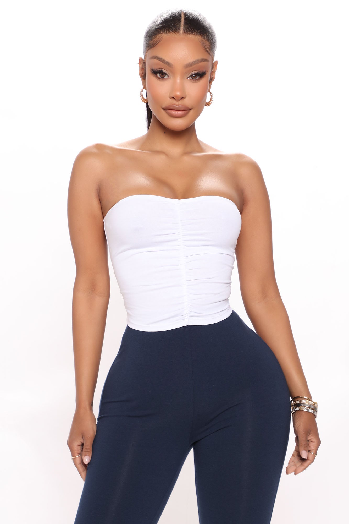 Dani Ruched Tube Top - White