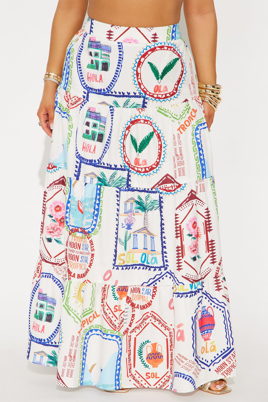 Take Me Away Tiered Maxi Skirt - Multi Color