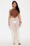 Lost In Paradise Crochet Halter Top - Chocolate