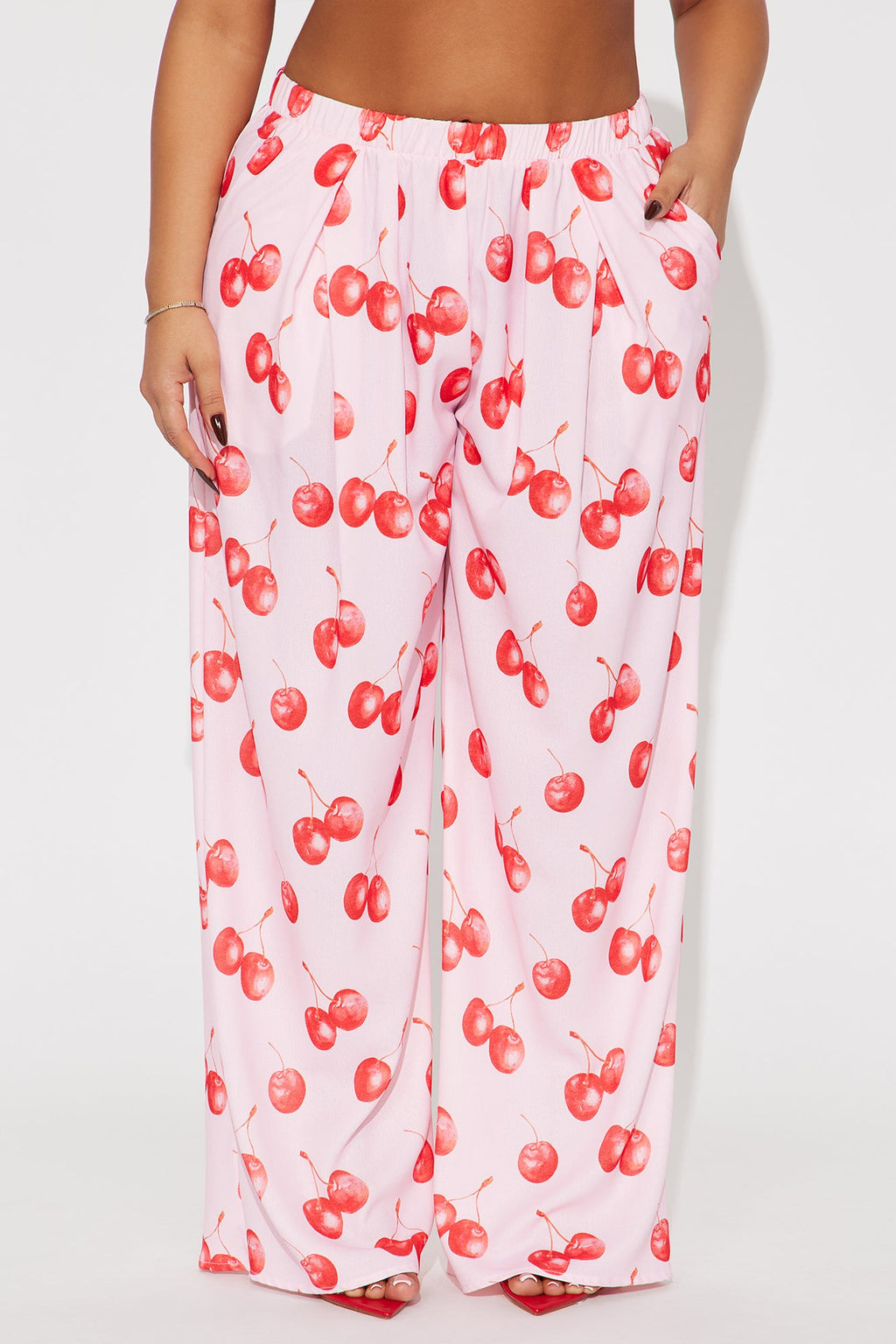 Sweet Like Cherry Wide Leg Pants - Pink/combo