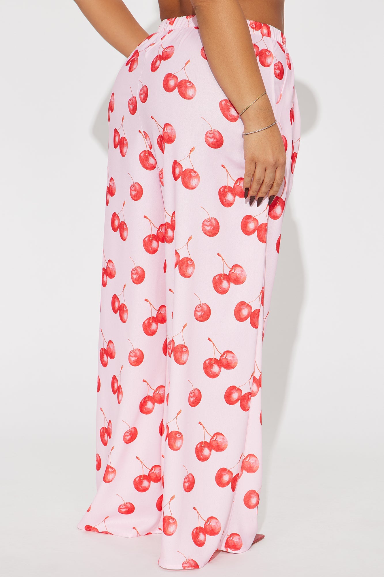 Sweet Like Cherry Wide Leg Pants - Pink/combo