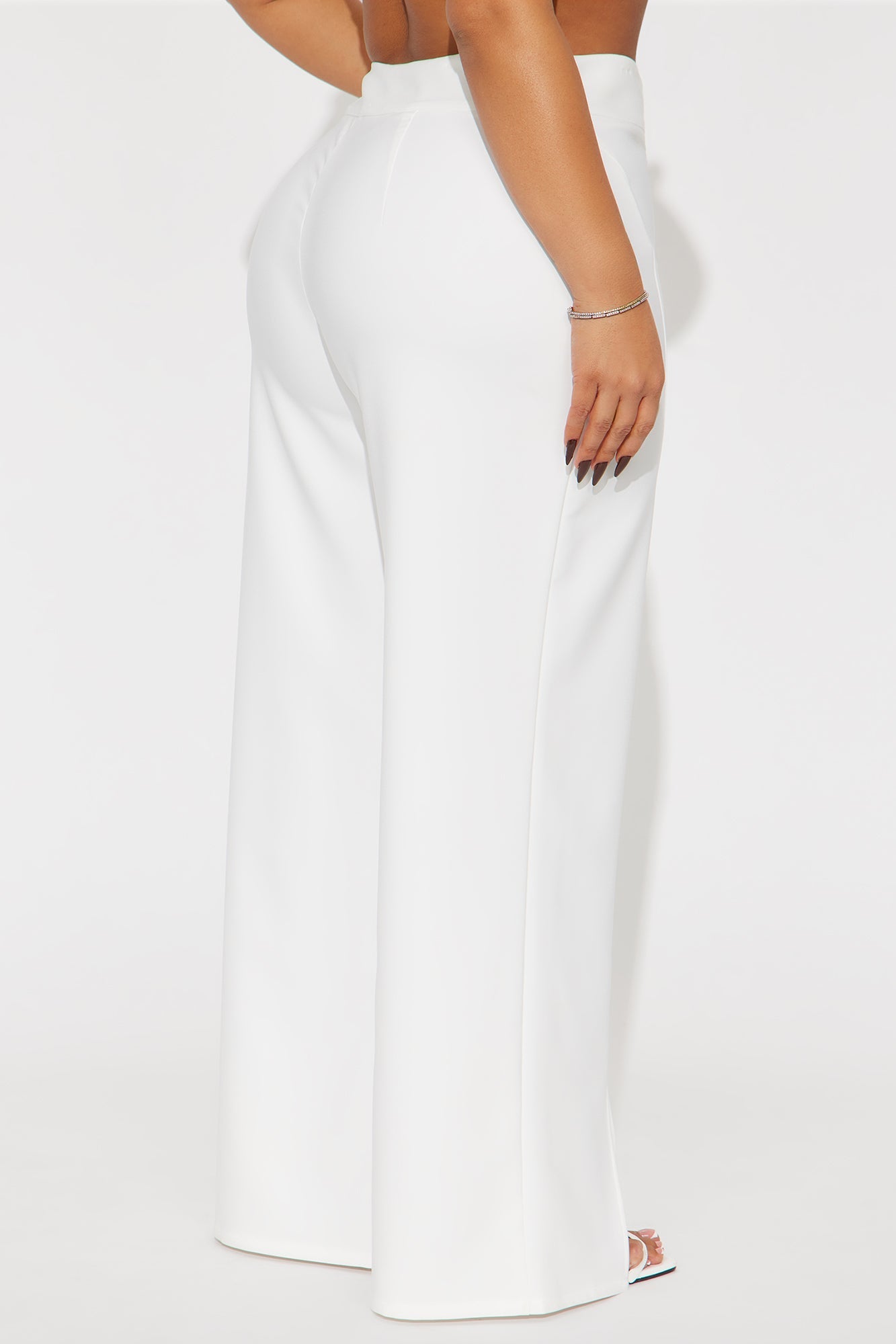 Kayla Split Hem Wide Leg Crepe Trouser - Off White