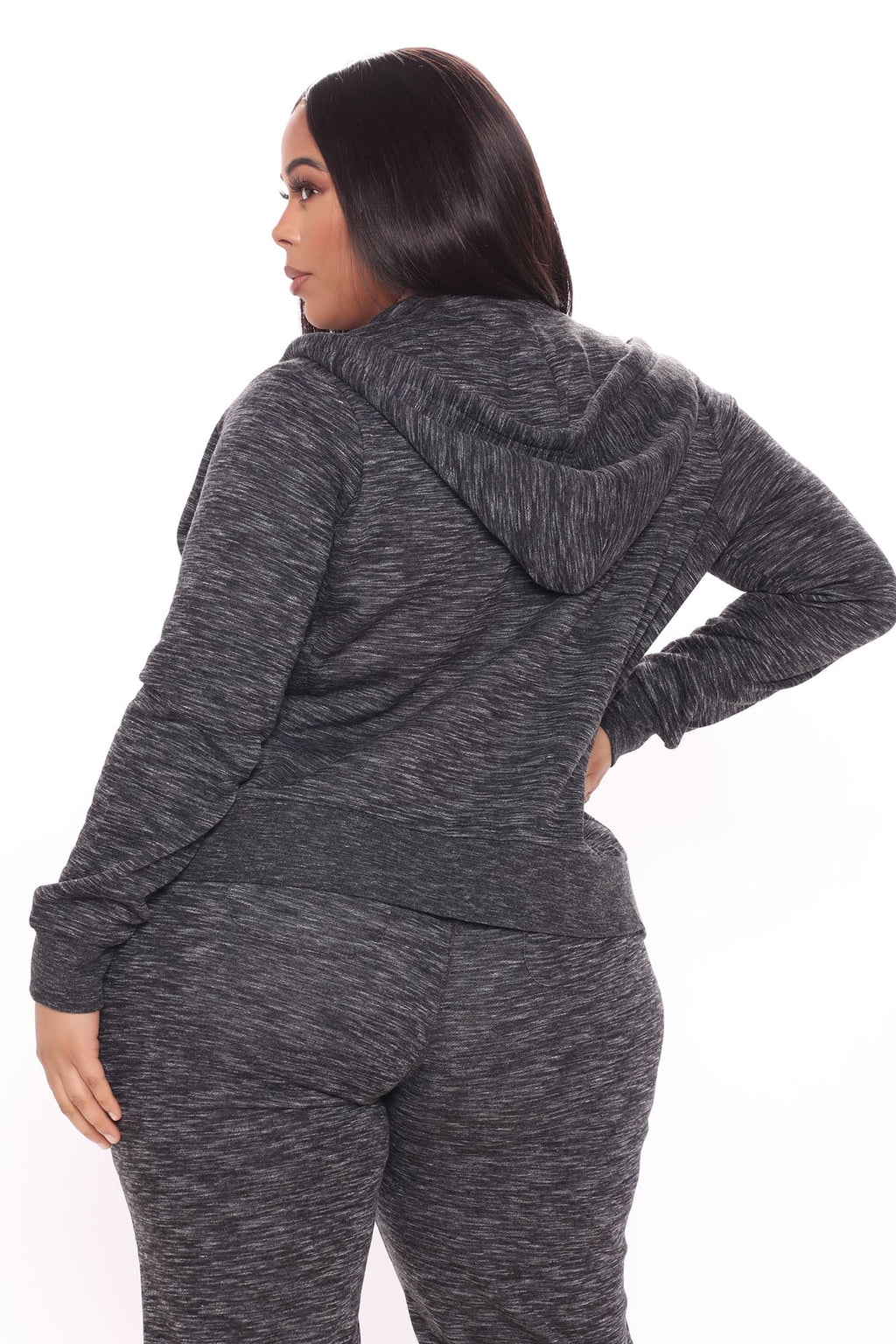 Relaxed Vibe Zip Up Jacket - Marled Black