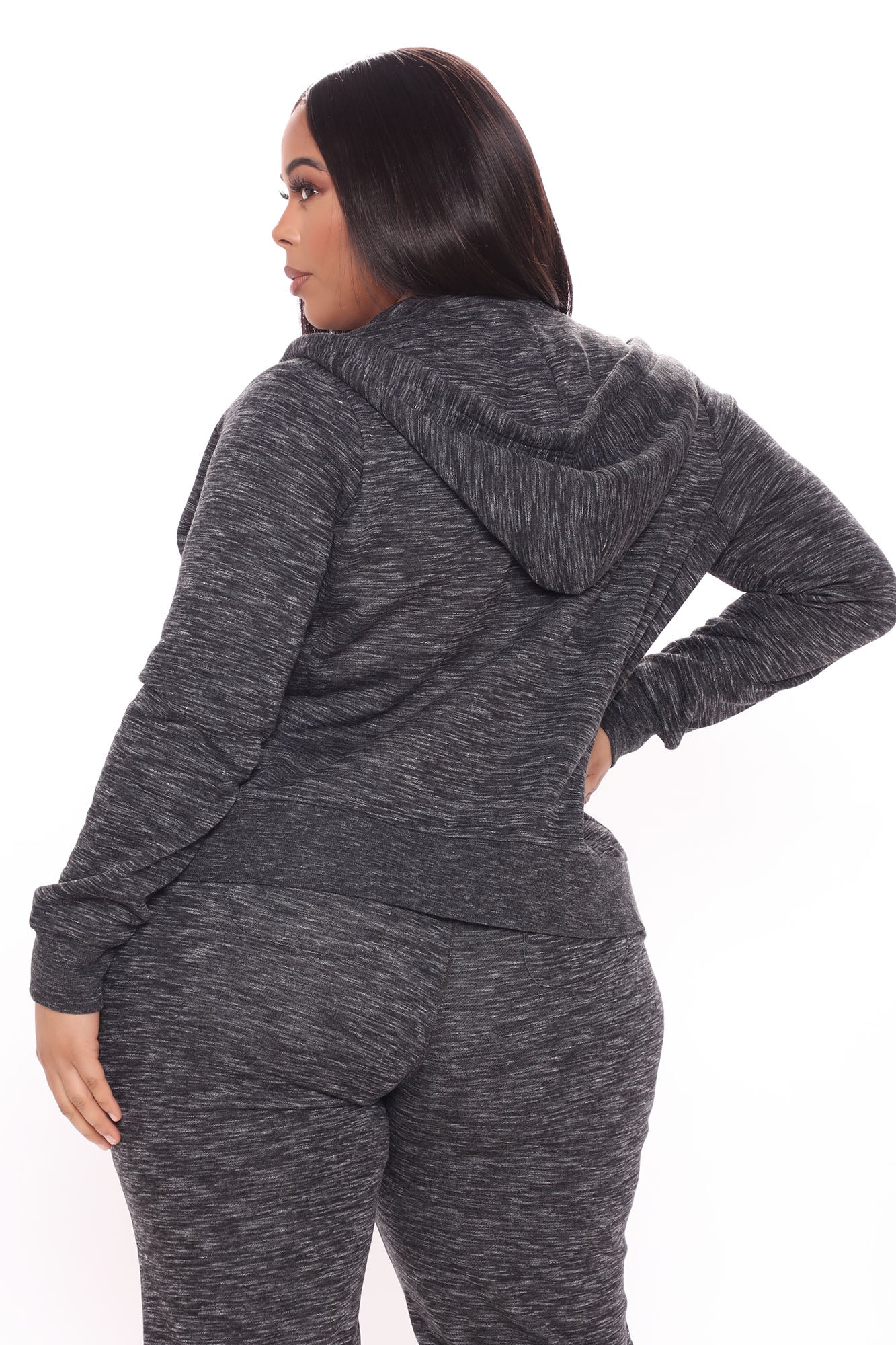 Relaxed Vibe Zip Up Jacket - Marled Black