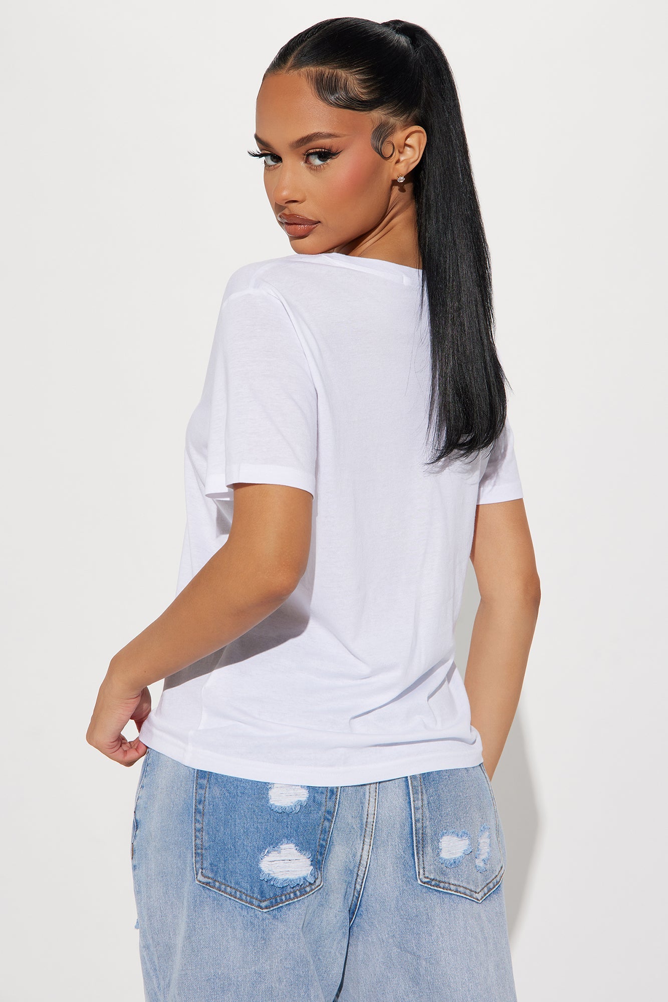 Ava V-Neck Tee - White