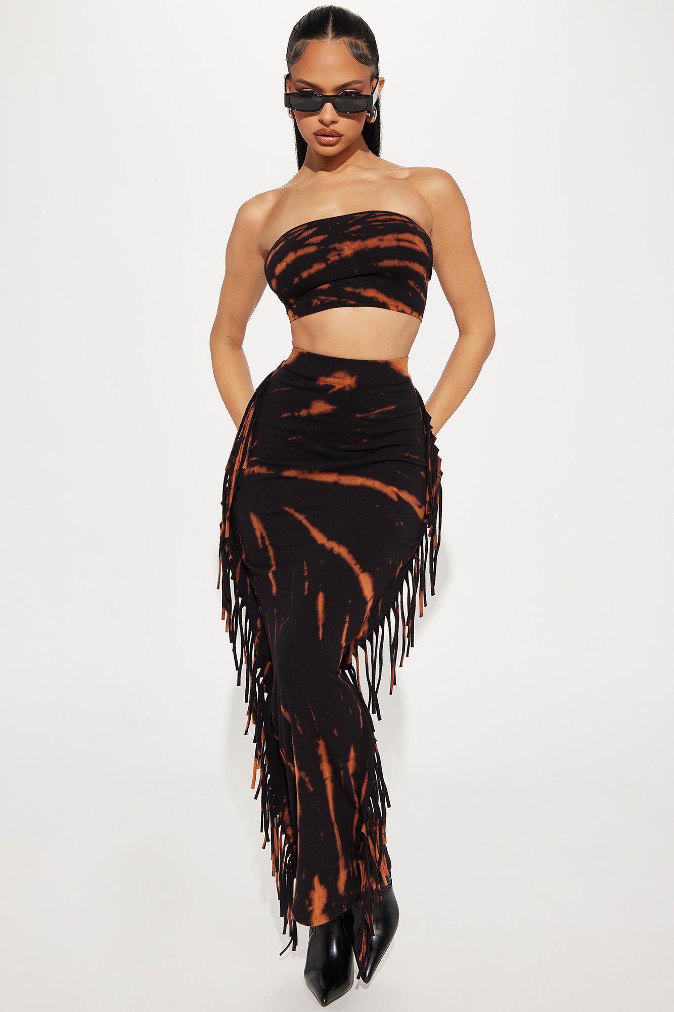Chaos Within Tie Dye Skirt Set - Black/combo
