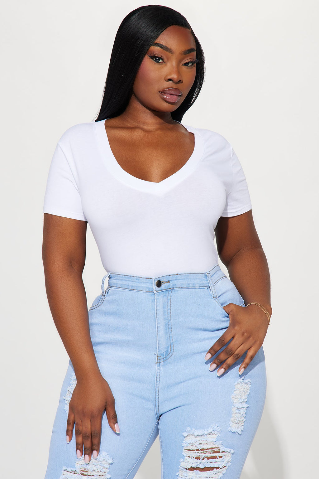 Ashley V-Neck Top - White