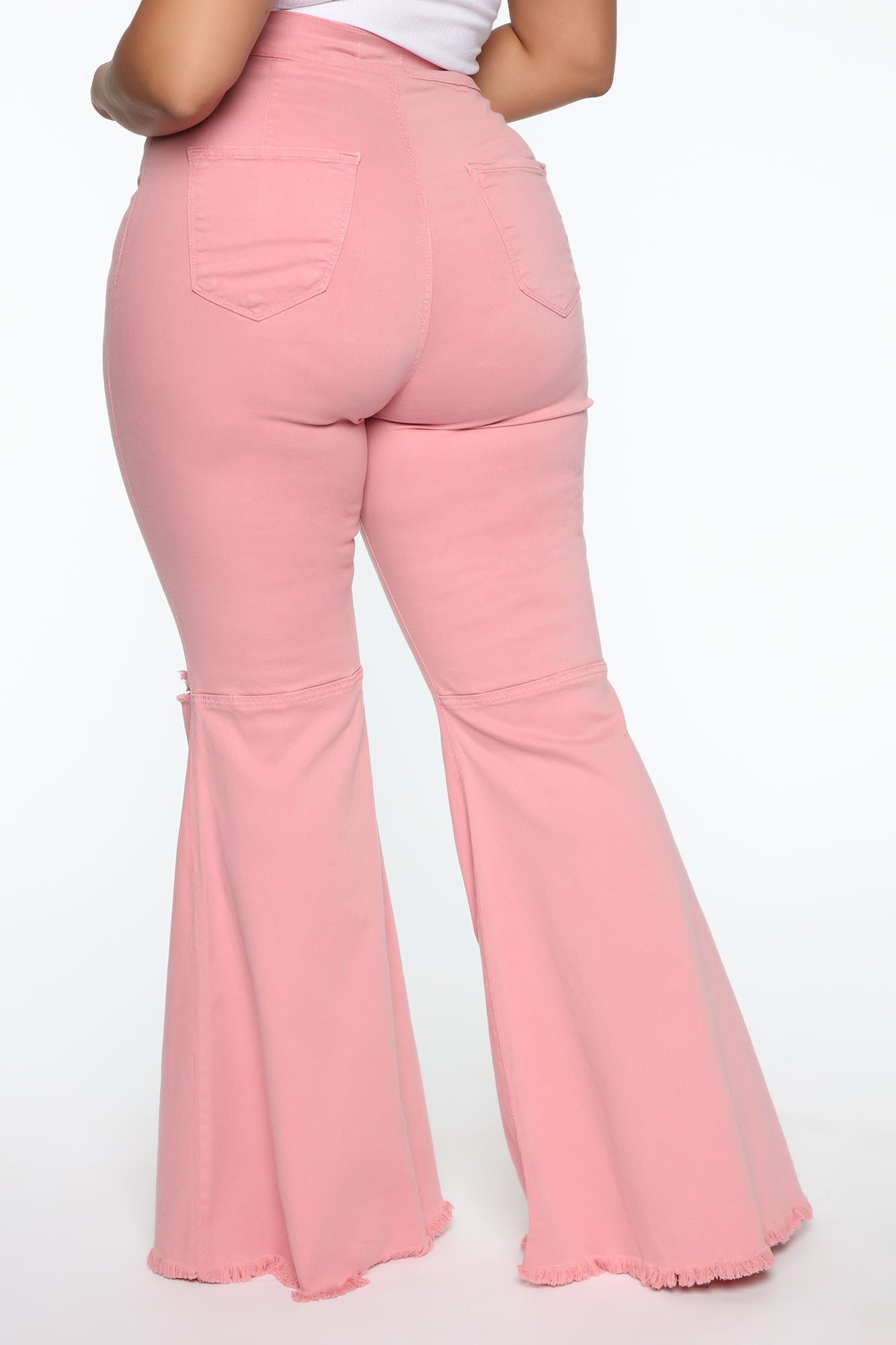 Mystery Solved Extreme Bell Bottom Jeans - Blush