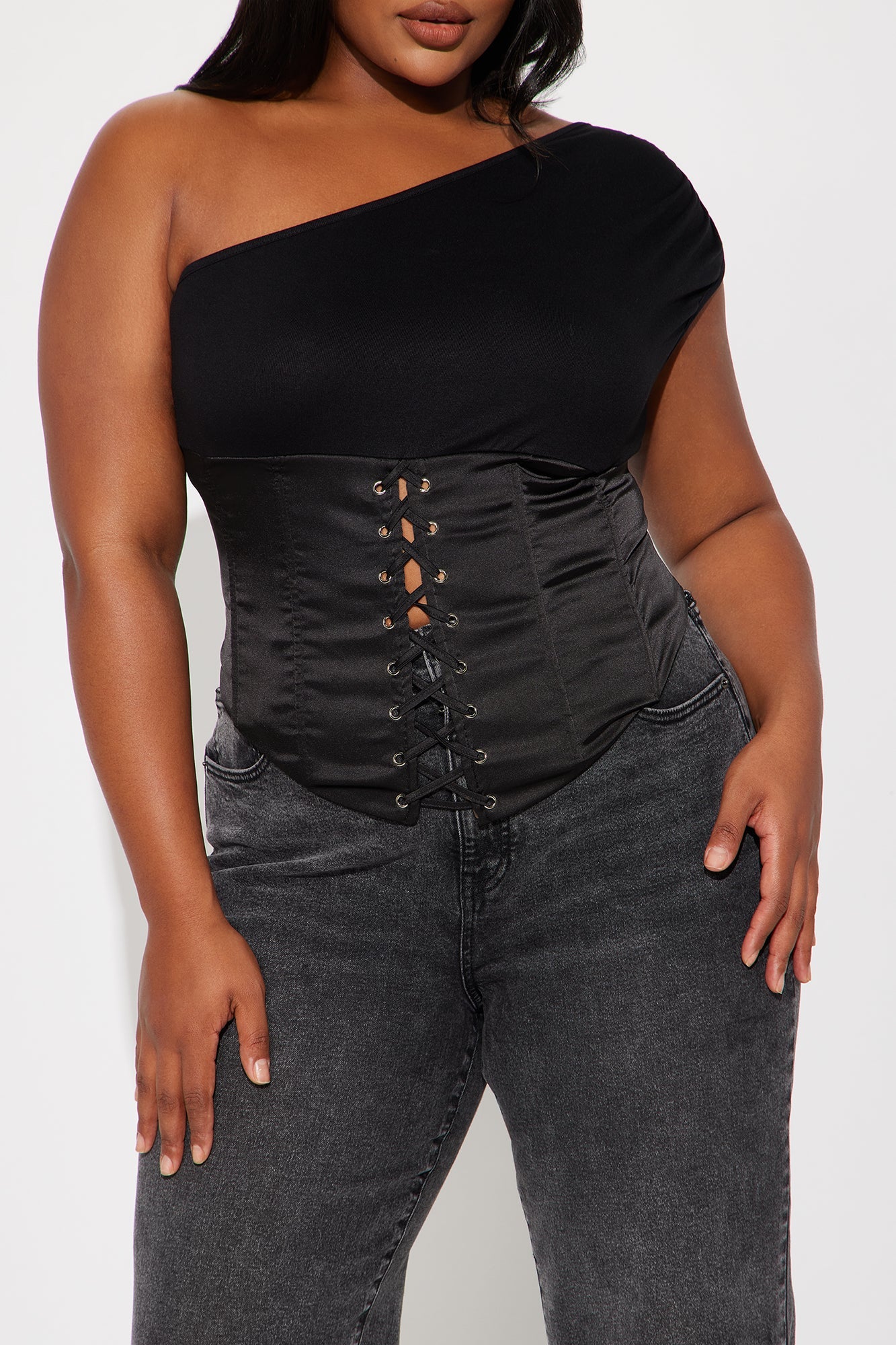Love On The Line Corset Top - Black
