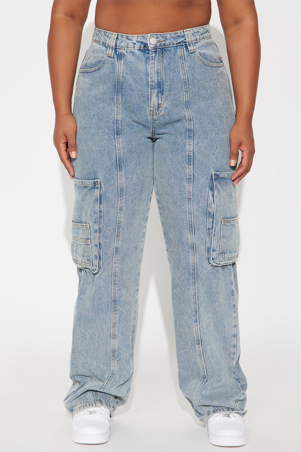 Always On The Move Cargo Straight Leg Jeans - Medium Wash