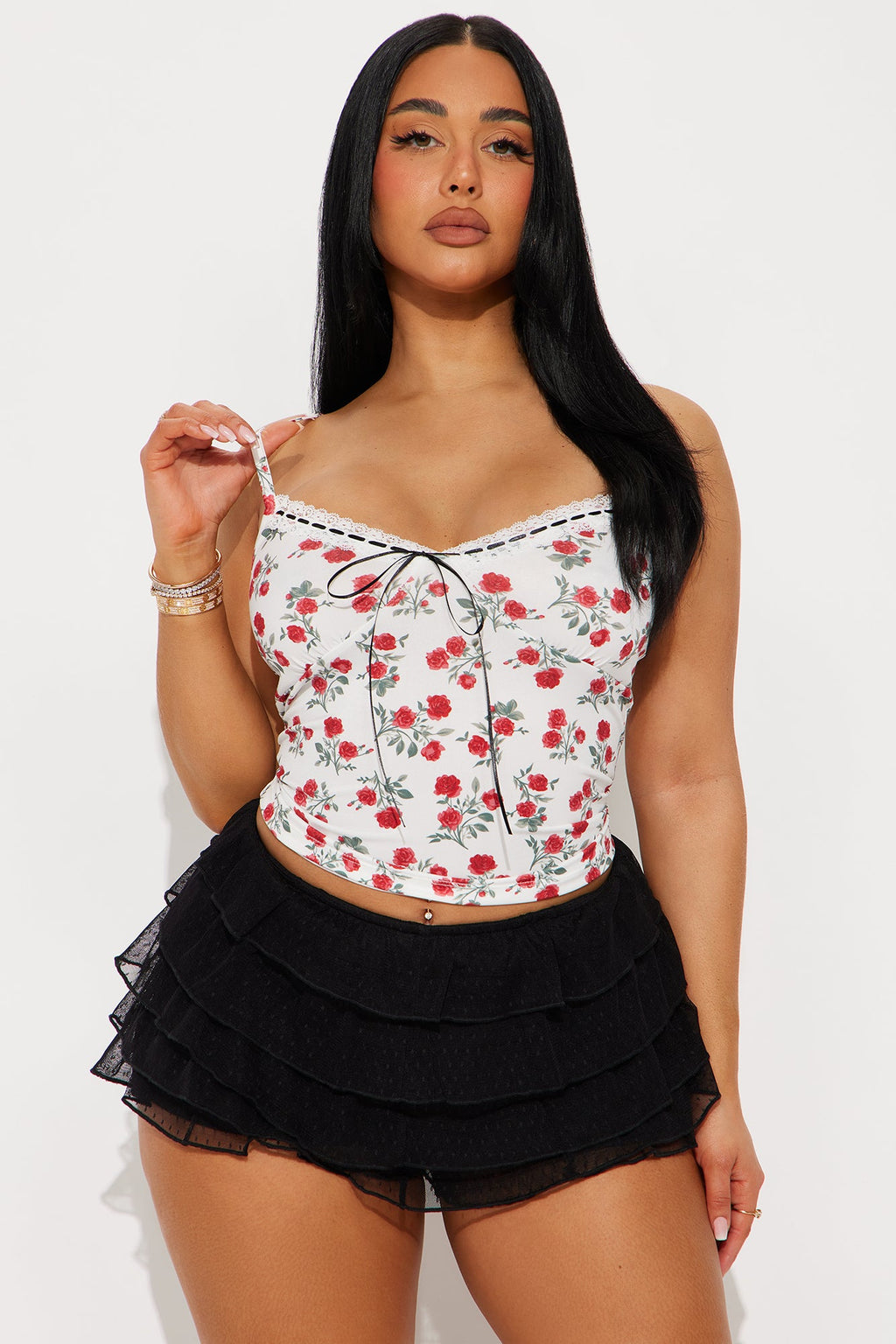 Bed Of Roses Cami Top - White/combo