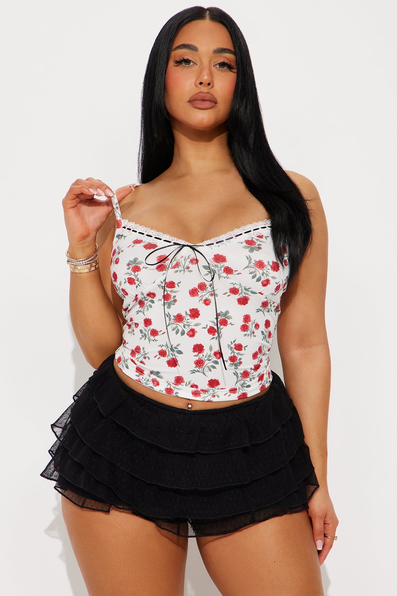 Bed Of Roses Cami Top - White/combo