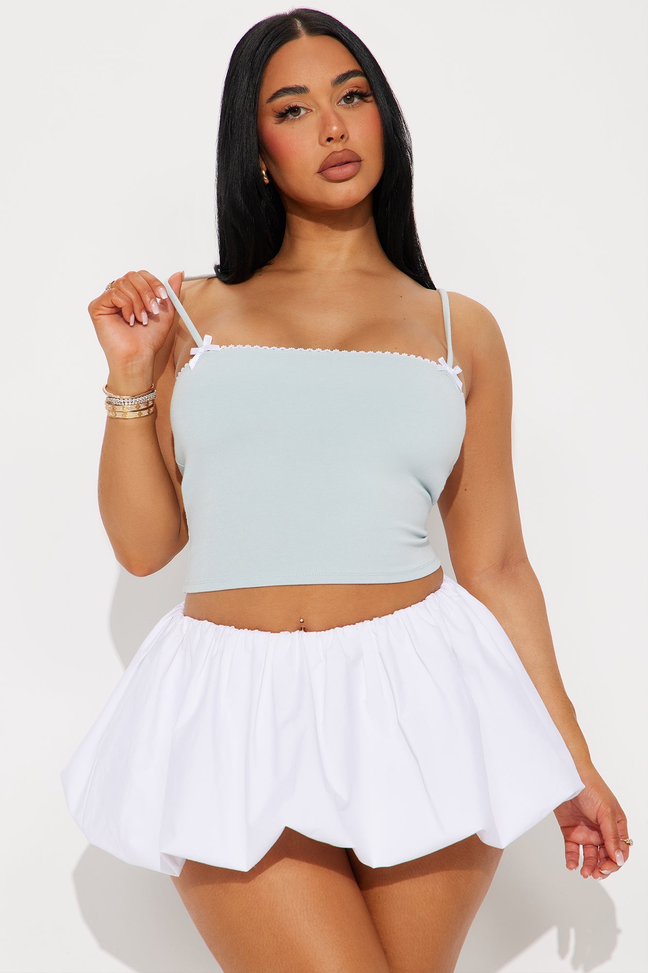 Brielle Lace Trim Cami - Blue/combo