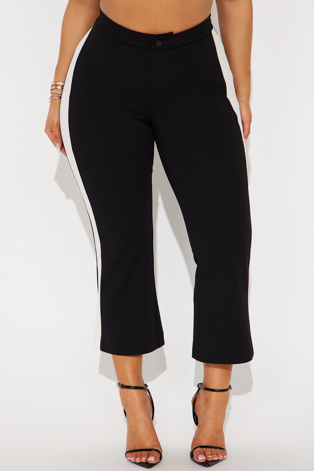 Number One Striped Capri Trouser - Black/combo