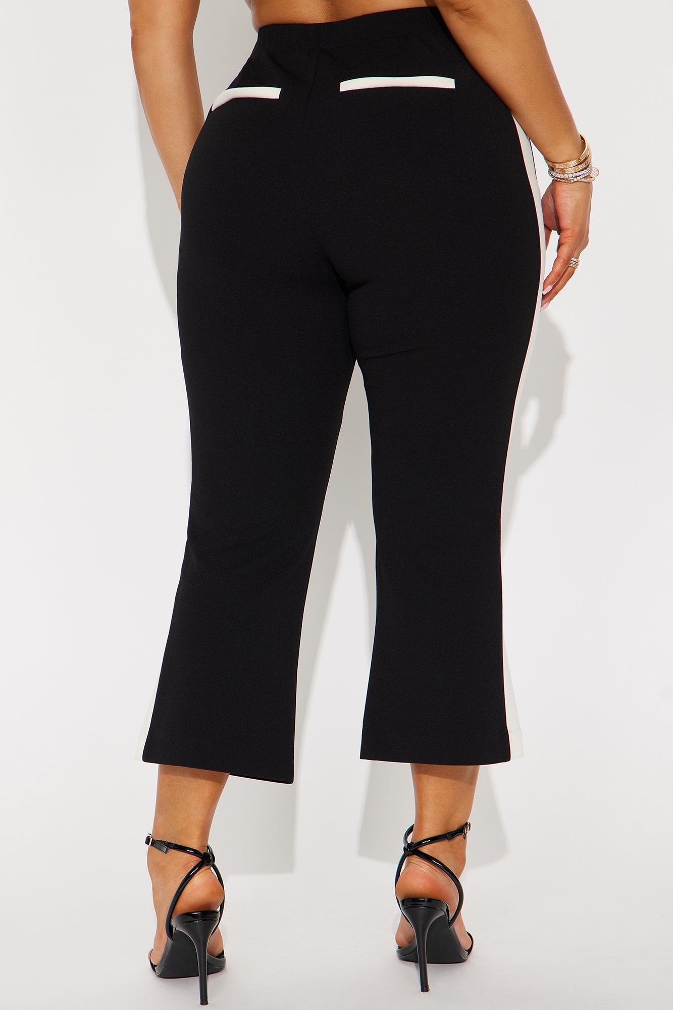 Number One Striped Capri Trouser - Black/combo