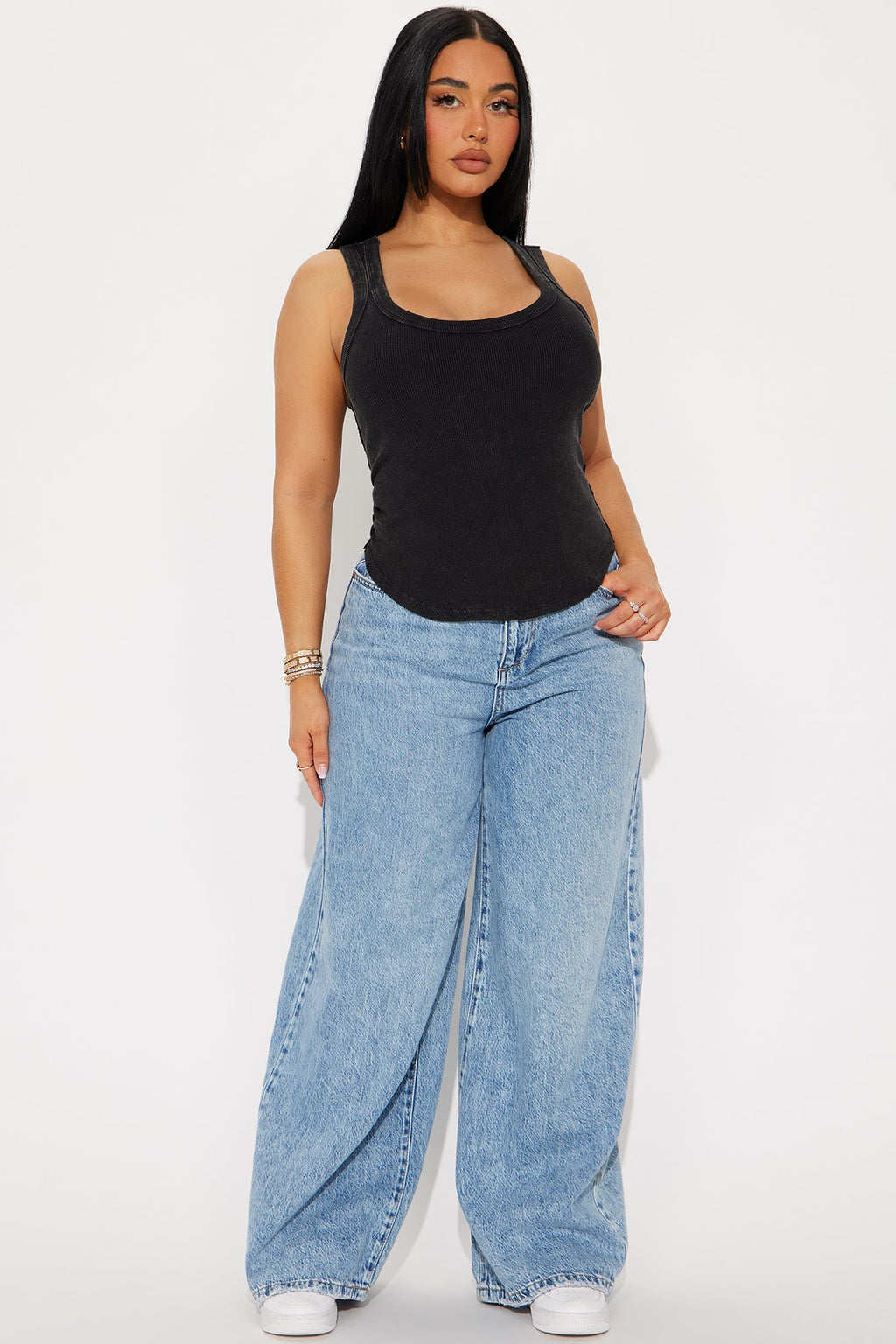 The Washed Scoop Neck Tank - Black