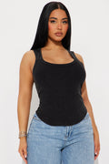 The Washed Scoop Neck Tank - Black