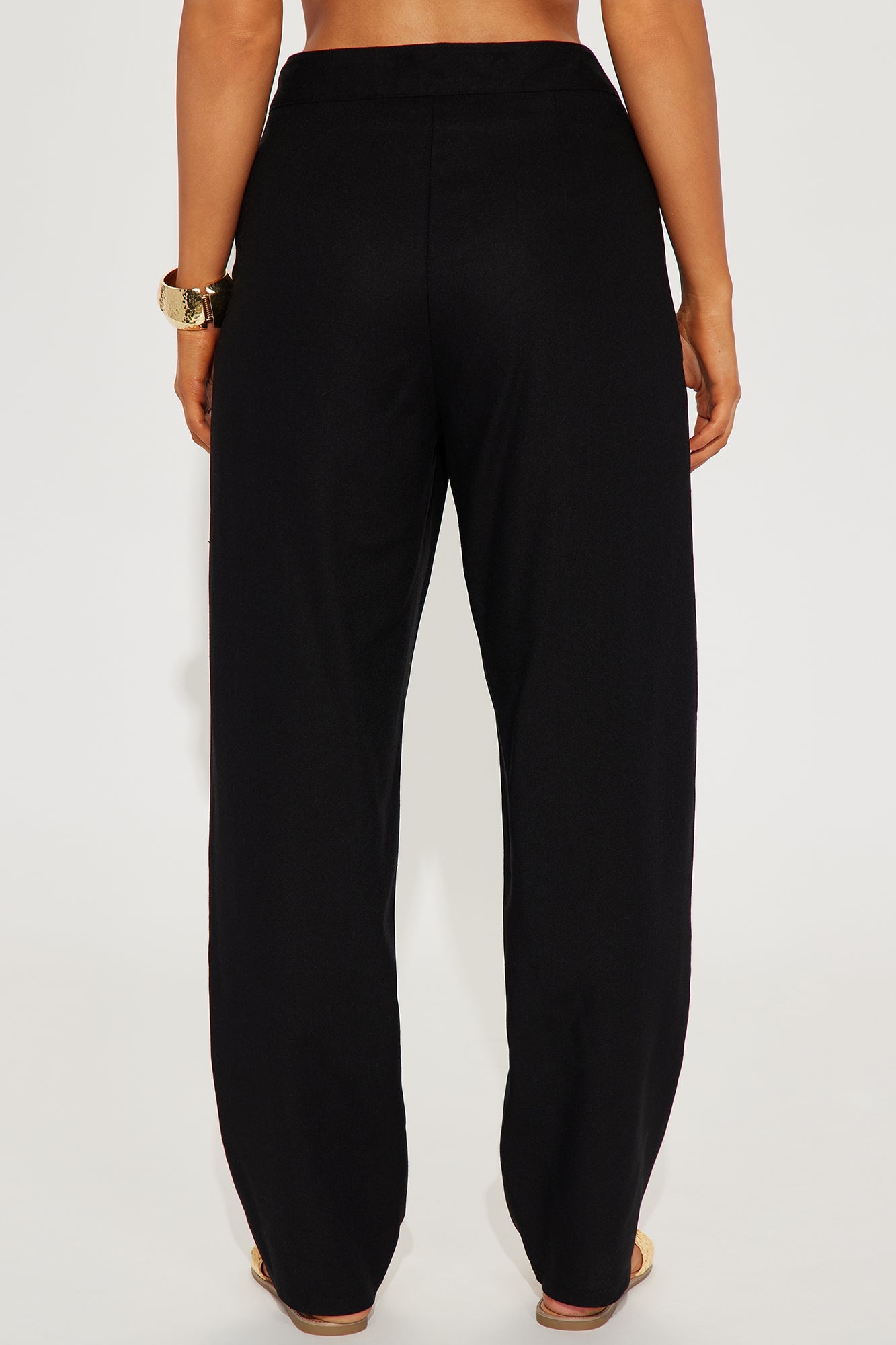 Aliza Wide Leg Linen Trouser - Black