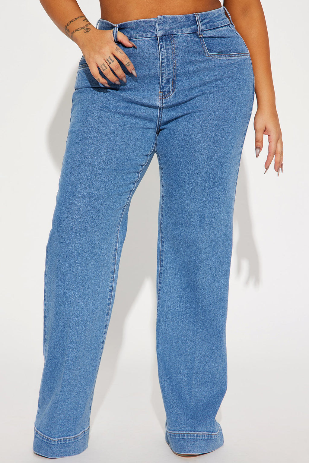 Western Showdown Trouser Flare Jeans - Medium Wash