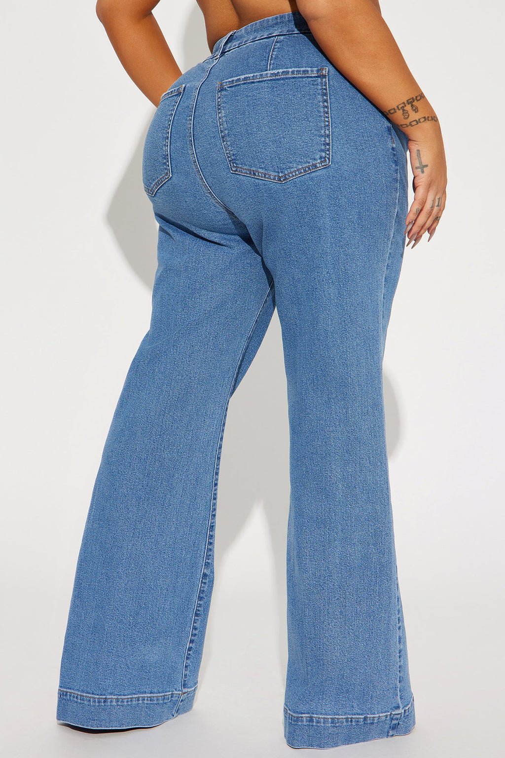 Western Showdown Trouser Flare Jeans - Medium Wash