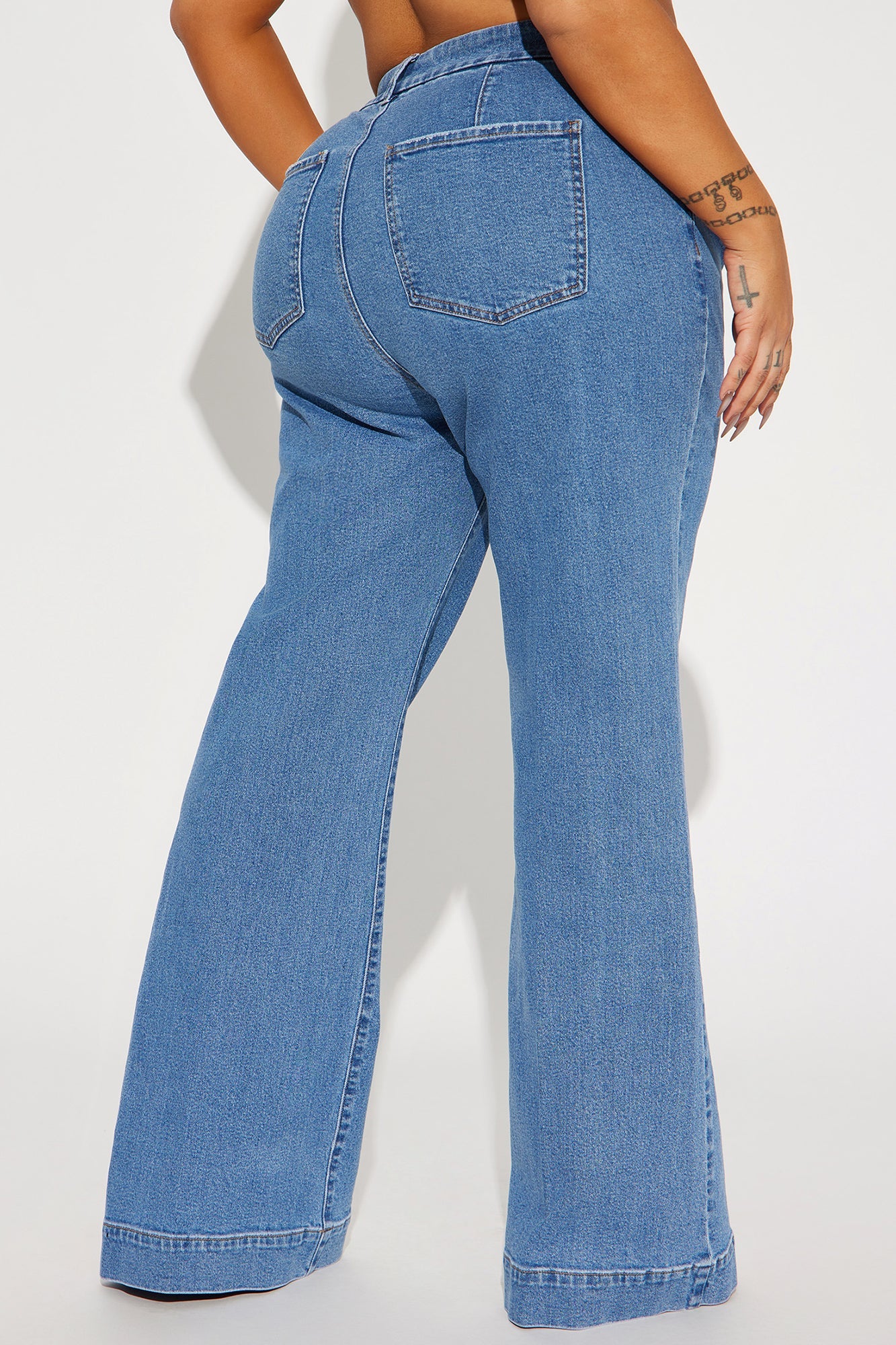Western Showdown Trouser Flare Jeans - Medium Wash
