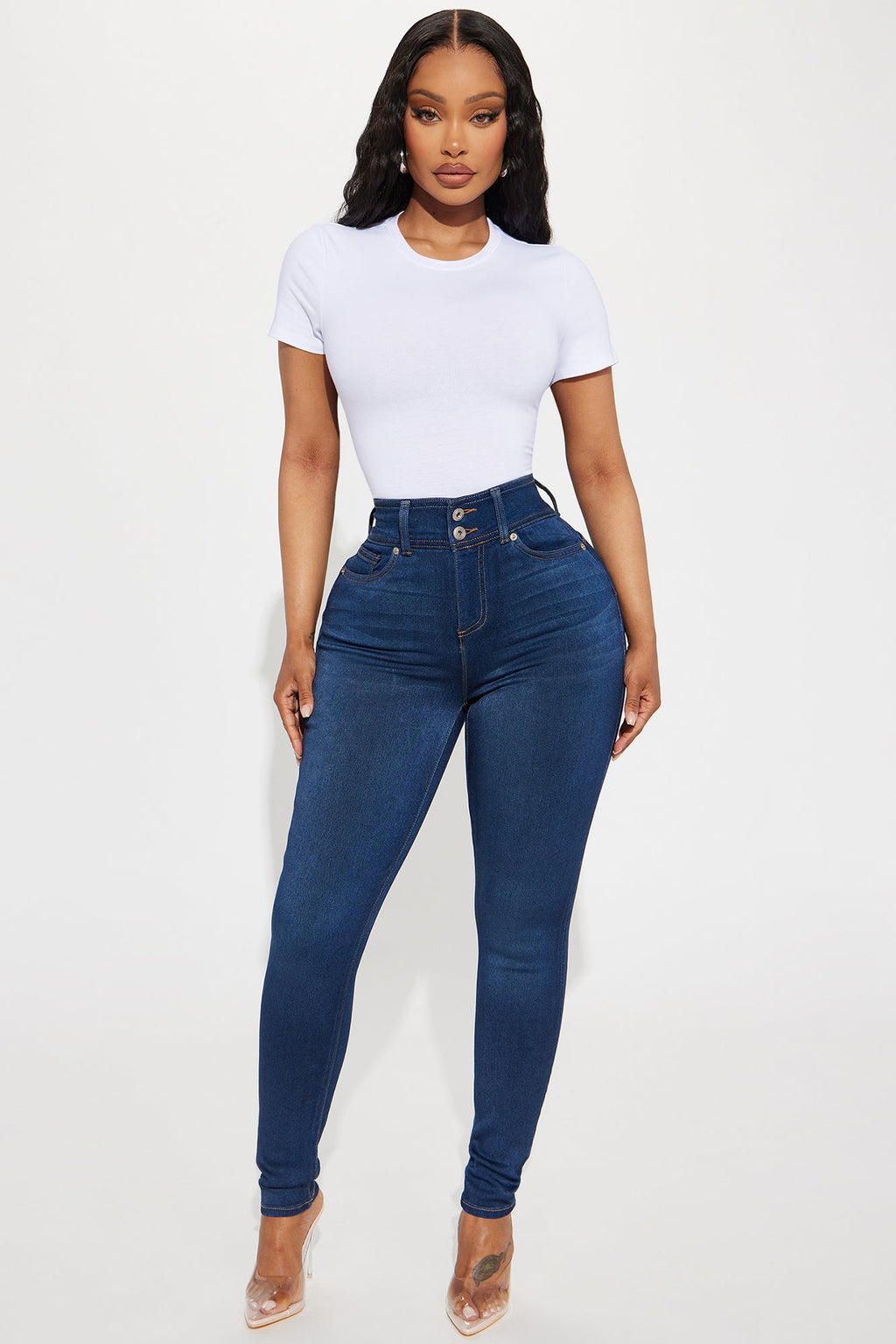 Snatch Me Tight Booty Lifter Skinny Jeans - Medium Wash