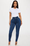 Snatch Me Tight Booty Lifter Skinny Jeans - Medium Wash