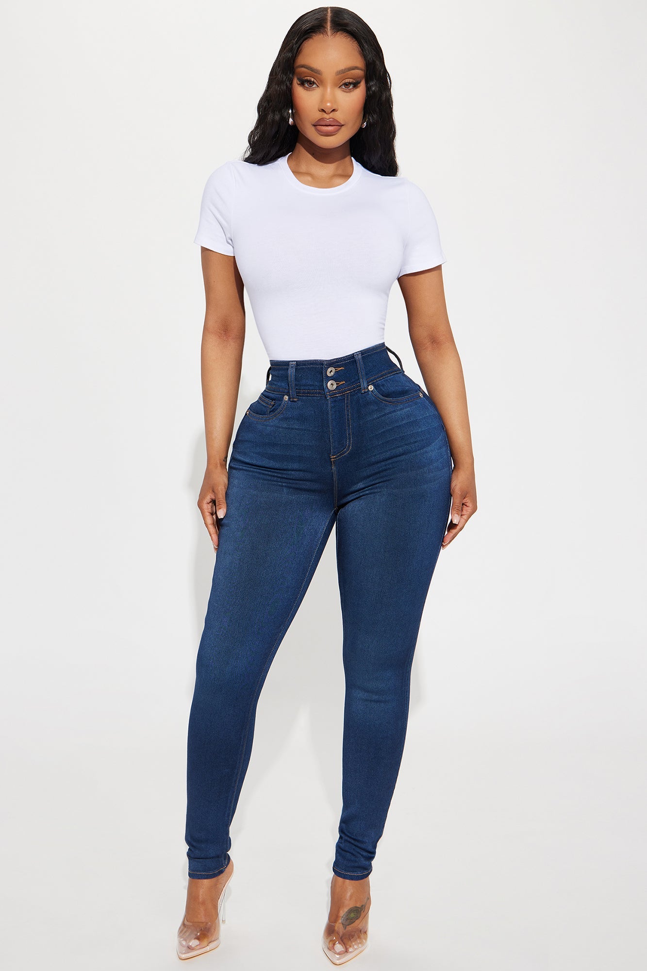 Snatch Me Tight Booty Lifter Skinny Jeans - Medium Wash