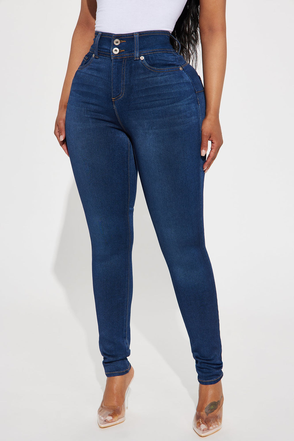 Snatch Me Tight Booty Lifter Skinny Jeans - Medium Wash